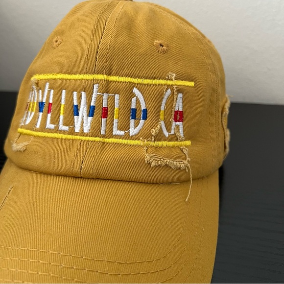 NWOT Yellow/Mustard Vintage Distressed Hat Adjustable Embroidered Idyllwild Ca - Picture 3 of 11